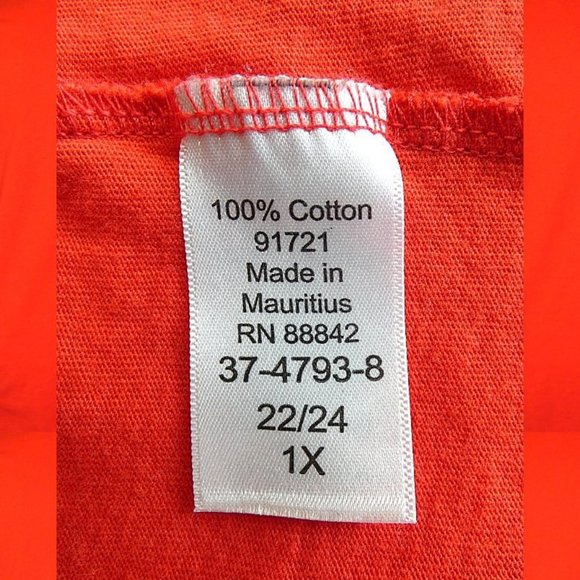 Woman Within Coral V Neck Tee Size 1X or 22/24 - Picture 8 of 8